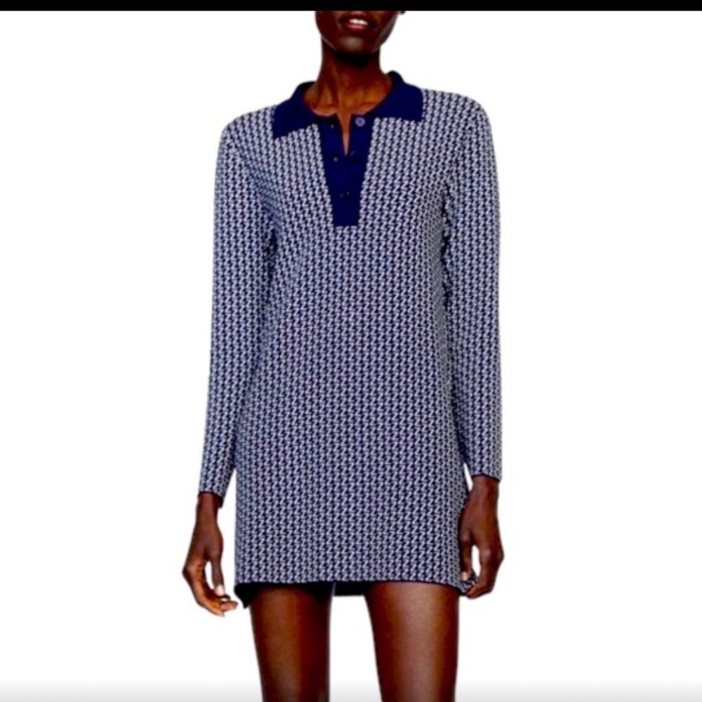 Woman’s ZARA Knit shirt dress collared, mini-dress. Long sleeves LG NWOT